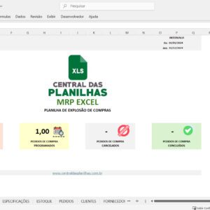 Central das Planilhas - MRP Explosão de Materiais