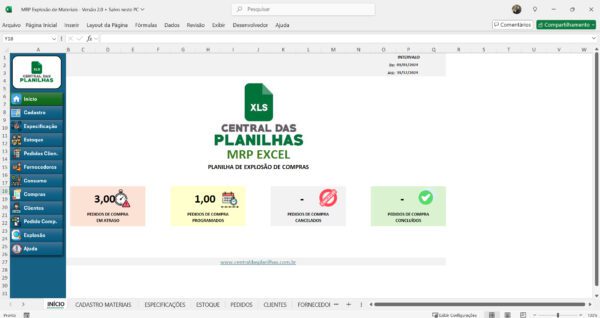 Central das Planilhas - MRP Explosão de Materiais