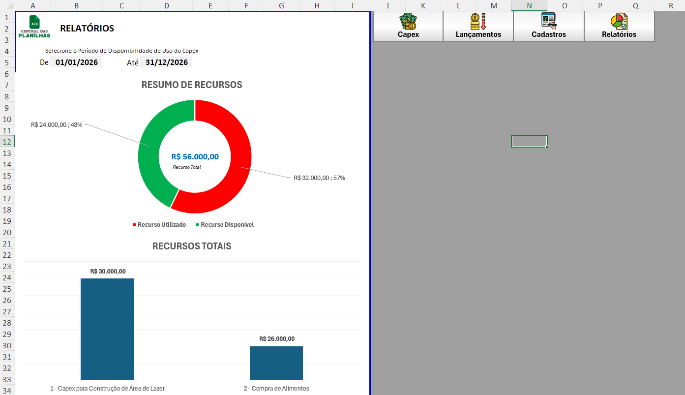 Planilha de Controle de CAPEX